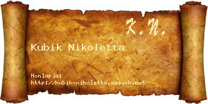 Kubik Nikoletta névjegykártya